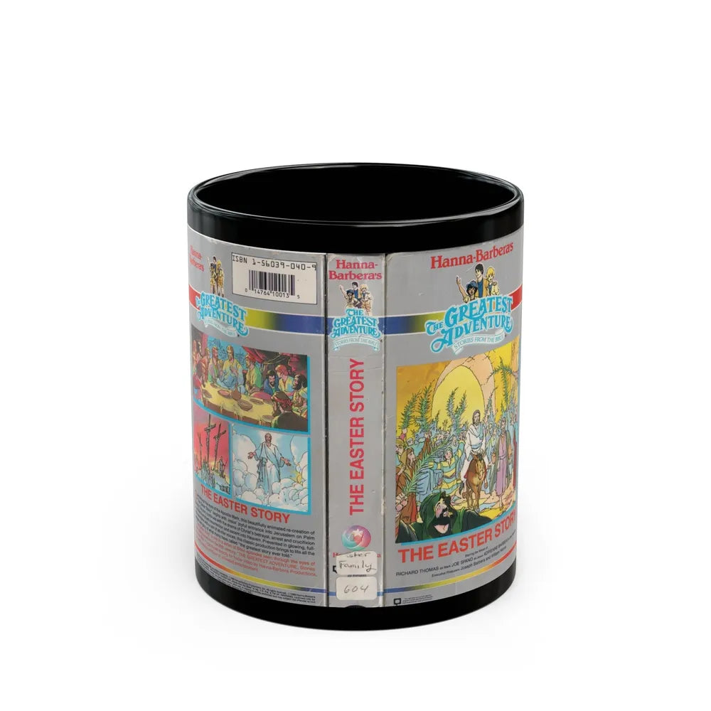 THE GREATEST ADVENTURE OF THE BIBLE THE EASTER STORY (VHS COVER) - Black Coffee Mug-11oz-Go Mug Yourself