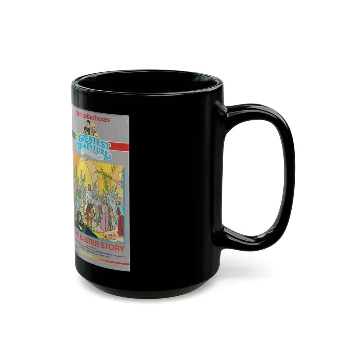 THE GREATEST ADVENTURE OF THE BIBLE THE EASTER STORY (VHS COVER) - Black Coffee Mug - Go Mug Yourself