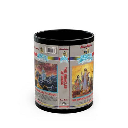 THE GREATEST ADVENTURE OF THE BIBLE THE MIRACLES OF JESUS (VHS COVER) - Black Coffee Mug-11oz-Go Mug Yourself