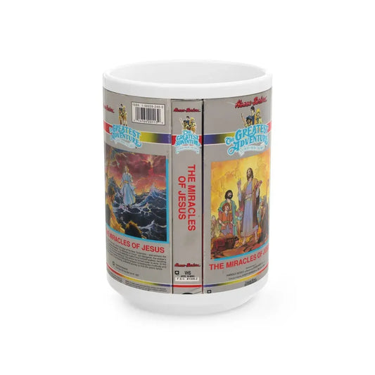 THE GREATEST ADVENTURE OF THE BIBLE THE MIRACLES OF JESUS (VHS COVER) - White Coffee Mug 15oz - Go Mug Yourself