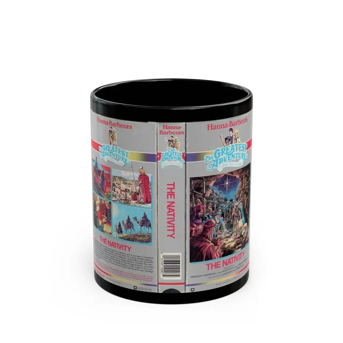 THE GREATEST ADVENTURE OF THE BIBLE THE NATIVITY (VHS COVER) - Black Coffee Mug 11oz - Go Mug Yourself