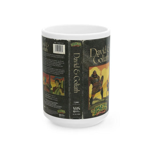 THE GREATEST ADVENTURE STORIES OF THE BIBLE DAVID AND GOLIATH (VHS COVER) - White Coffee Mug-15oz-Go Mug Yourself