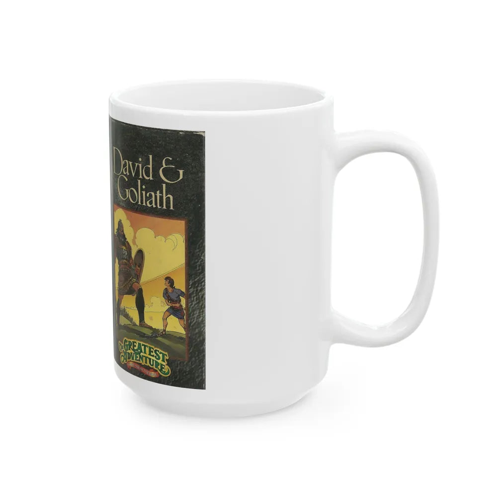 THE GREATEST ADVENTURE STORIES OF THE BIBLE DAVID AND GOLIATH (VHS COVER) - White Coffee Mug-Go Mug Yourself