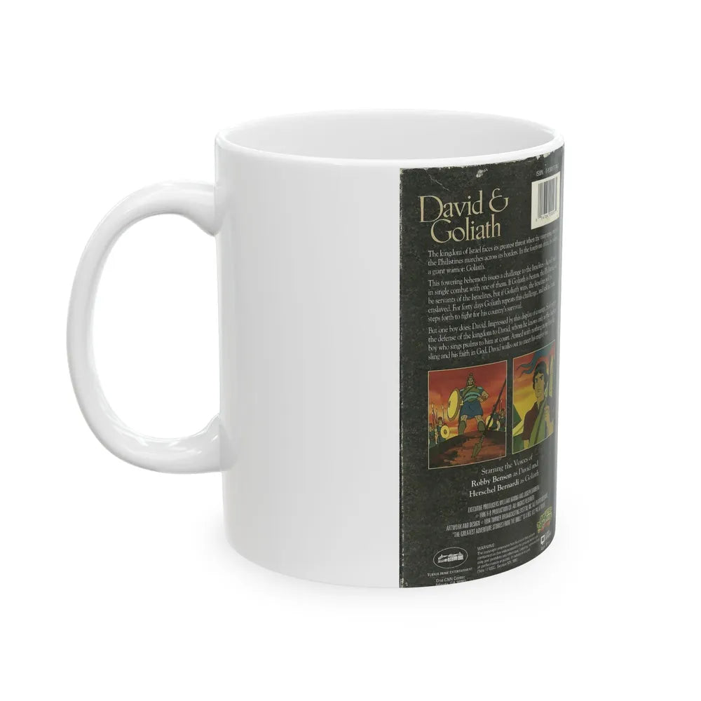 THE GREATEST ADVENTURE STORIES OF THE BIBLE DAVID AND GOLIATH (VHS COVER) - White Coffee Mug-Go Mug Yourself