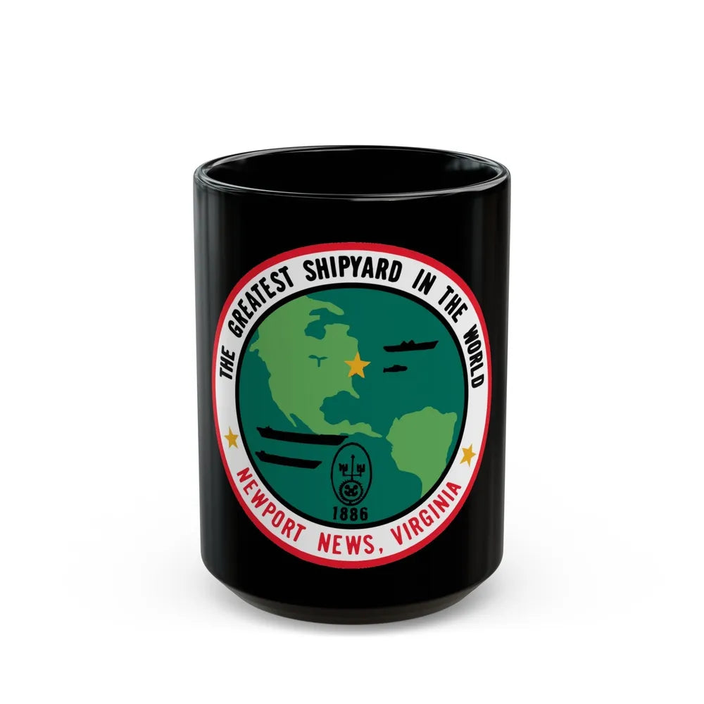 The Greatest Shipyard in the World Newport News VA (U.S. Navy) Black Coffee Mug-15oz-Go Mug Yourself