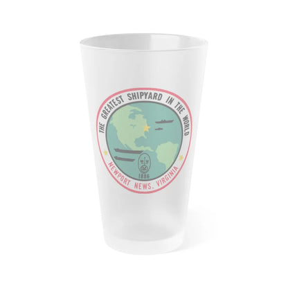 The Greatest Shipyard in the World Newport News VA (U.S. Navy) Frosted Pint Glass 16oz-Go Mug Yourself