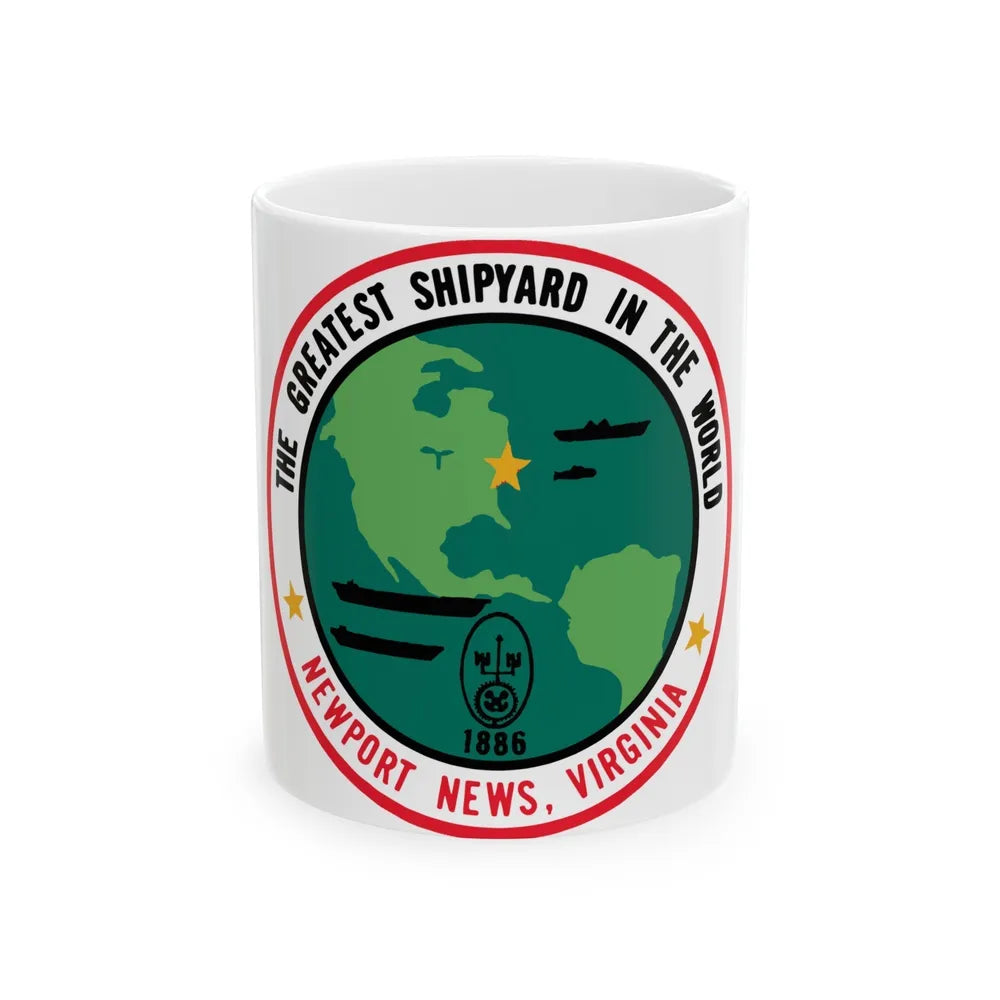 The Greatest Shipyard in the World Newport News VA (U.S. Navy) White Coffee Mug-11oz-Go Mug Yourself