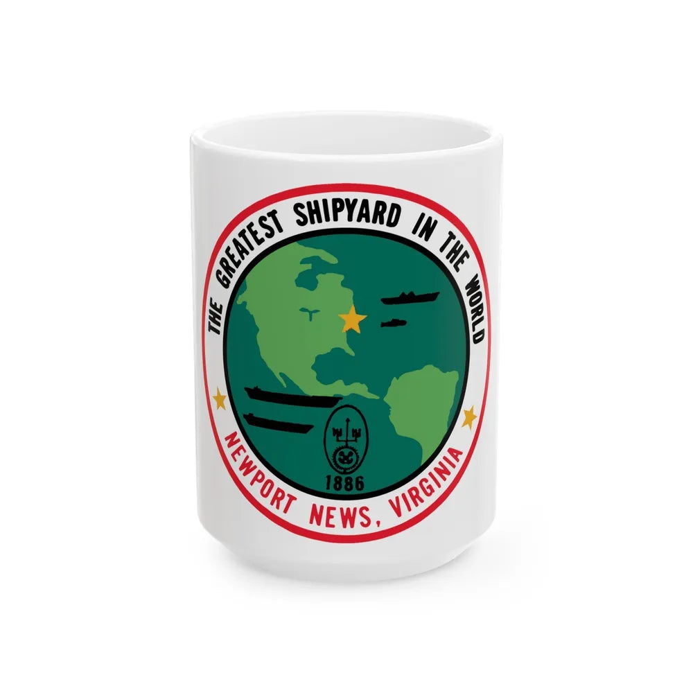 The Greatest Shipyard in the World Newport News VA (U.S. Navy) White Coffee Mug-15oz-Go Mug Yourself