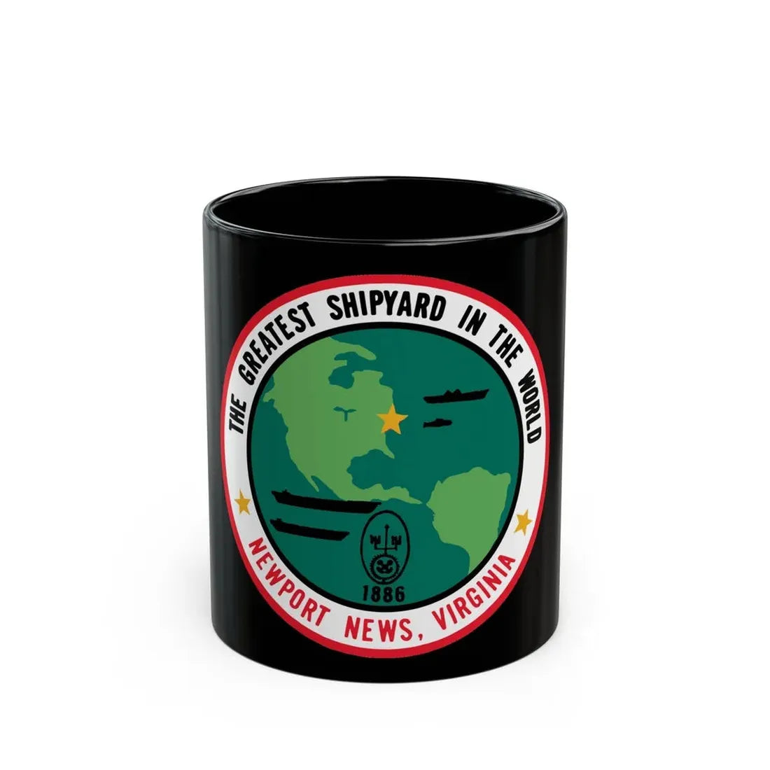 The Greatest Shipyard in the World Newport News VA (U.S. Navy) Black Coffee Mug 11oz - Go Mug Yourself
