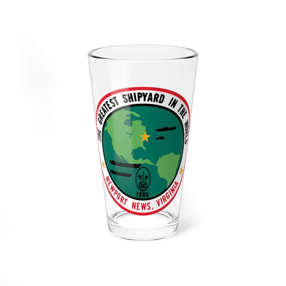 The Greatest Shipyard in the World Newport News VA (U.S. Navy) Pint Glass 16oz 16oz - Go Mug Yourself