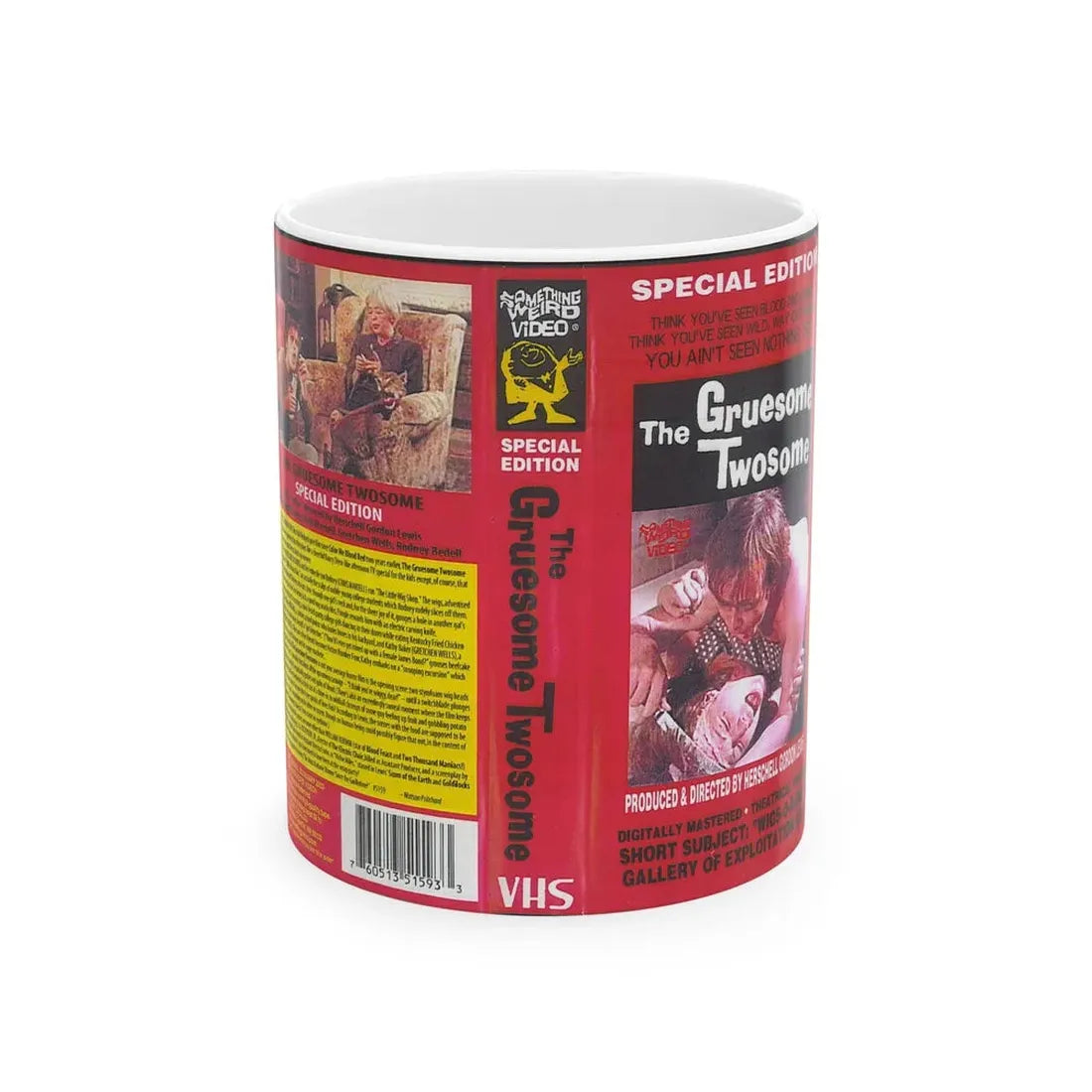 THE GRUESOME TWOSOME SOMETHING WEIRD VIDEO SWV (VHS COVER) - White Coffee Mug 11oz - Go Mug Yourself