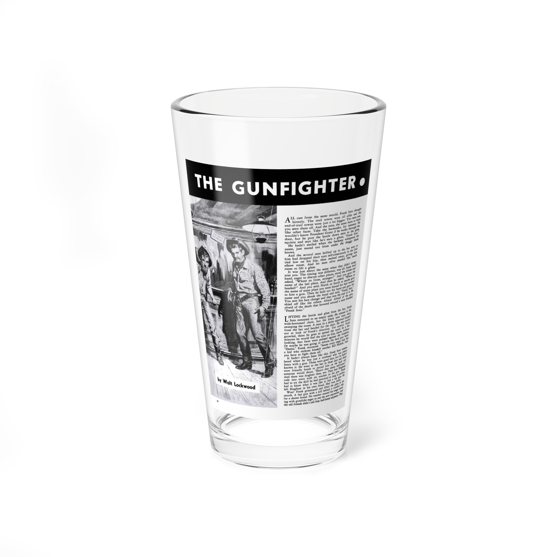 The Gunfighter, Peril magazine, June 1957 (Magazine Illustration) Pint Glass 16oz-16oz-Go Mug Yourself