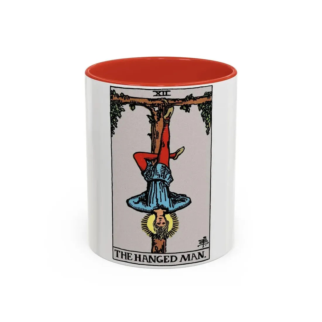 The Hanged Man (Tarot Card) Accent Coffee Mug 11oz Red - Go Mug Yourself