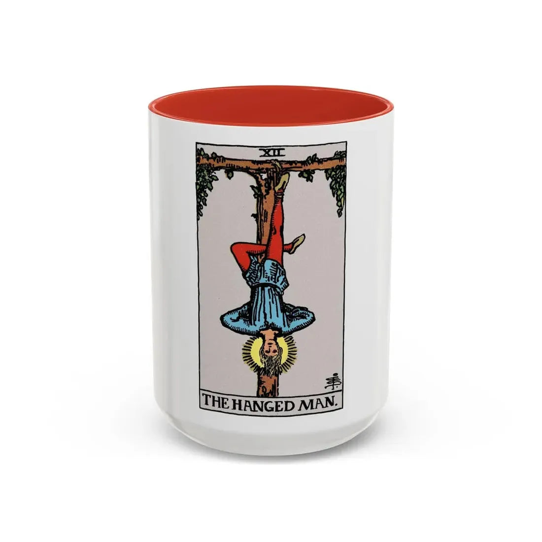 The Hanged Man (Tarot Card) Accent Coffee Mug 15oz Red - Go Mug Yourself