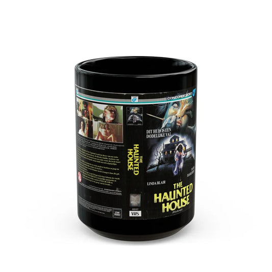 THE HAUNTED HOUSE (VHS COVER) - Black Coffee Mug-15oz-Go Mug Yourself