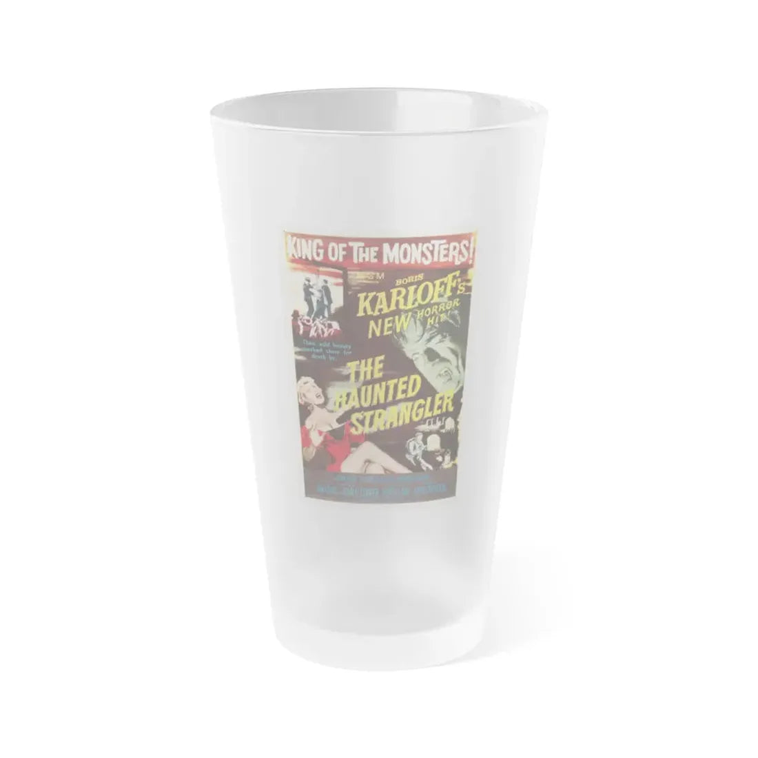THE HAUNTED STRANGLER 1958 Movie Poster - Frosted Pint Glass 16oz Default Title - Go Mug Yourself