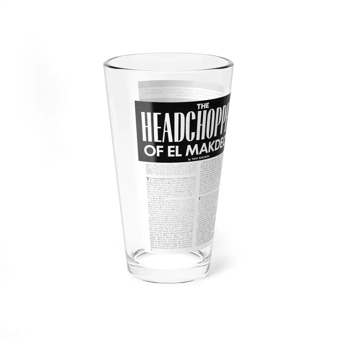 The Headchopper Of El Makdech, Man's Daring, November 1962 (Magazine Illustration) Pint Glass 16oz - Go Mug Yourself