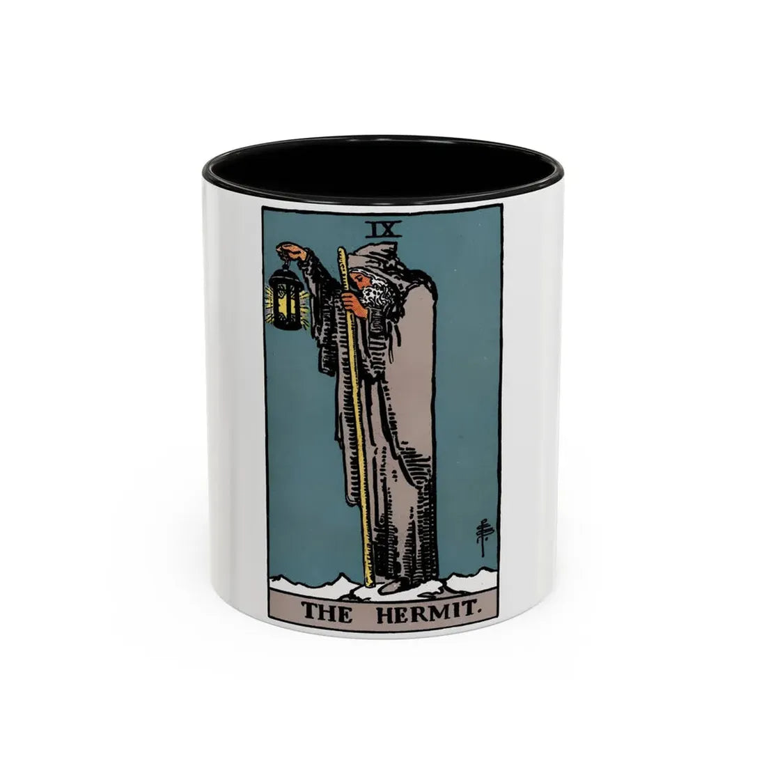 The Hermit (Tarot Card) Accent Coffee Mug 11oz Black - Go Mug Yourself