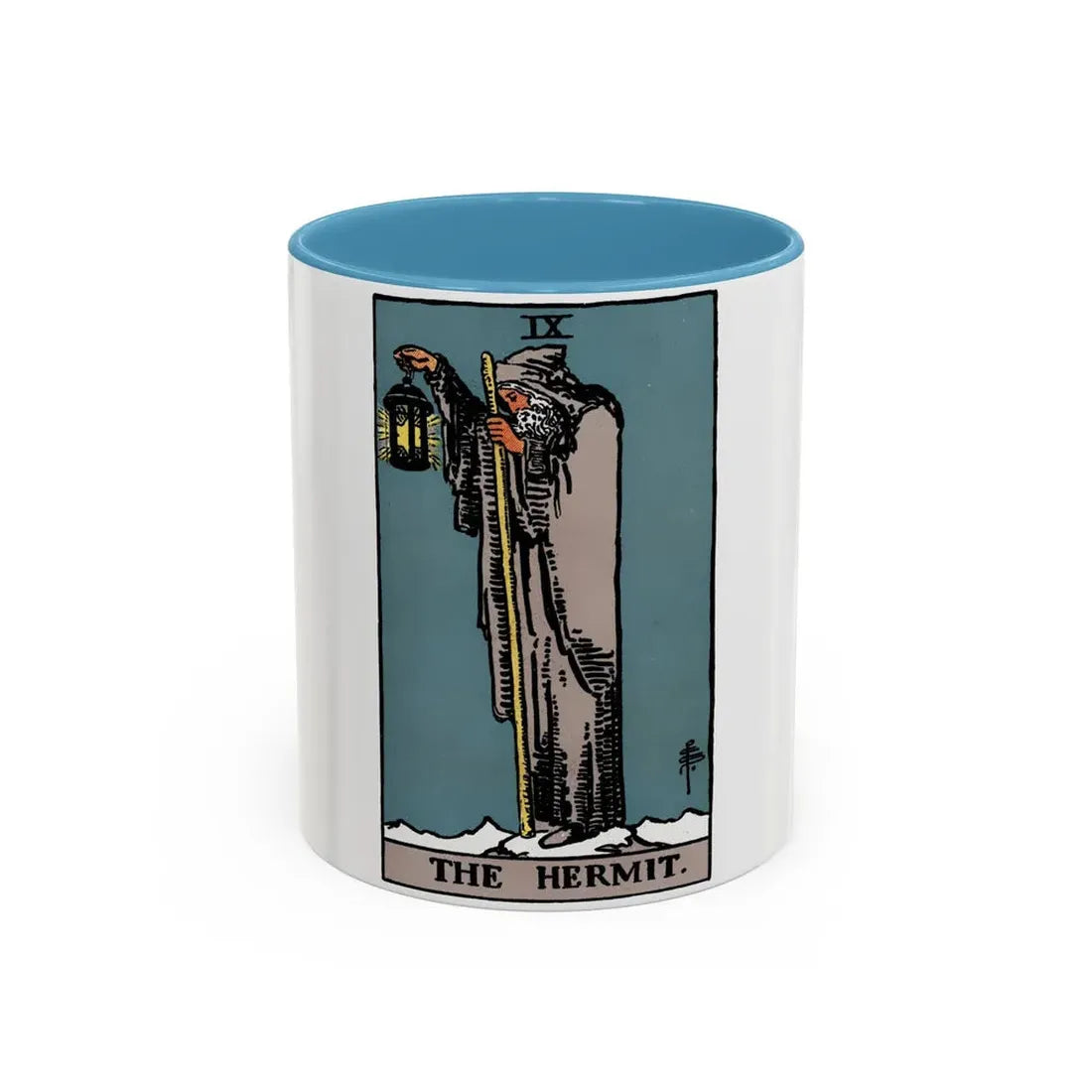 The Hermit (Tarot Card) Accent Coffee Mug 11oz Light Blue - Go Mug Yourself