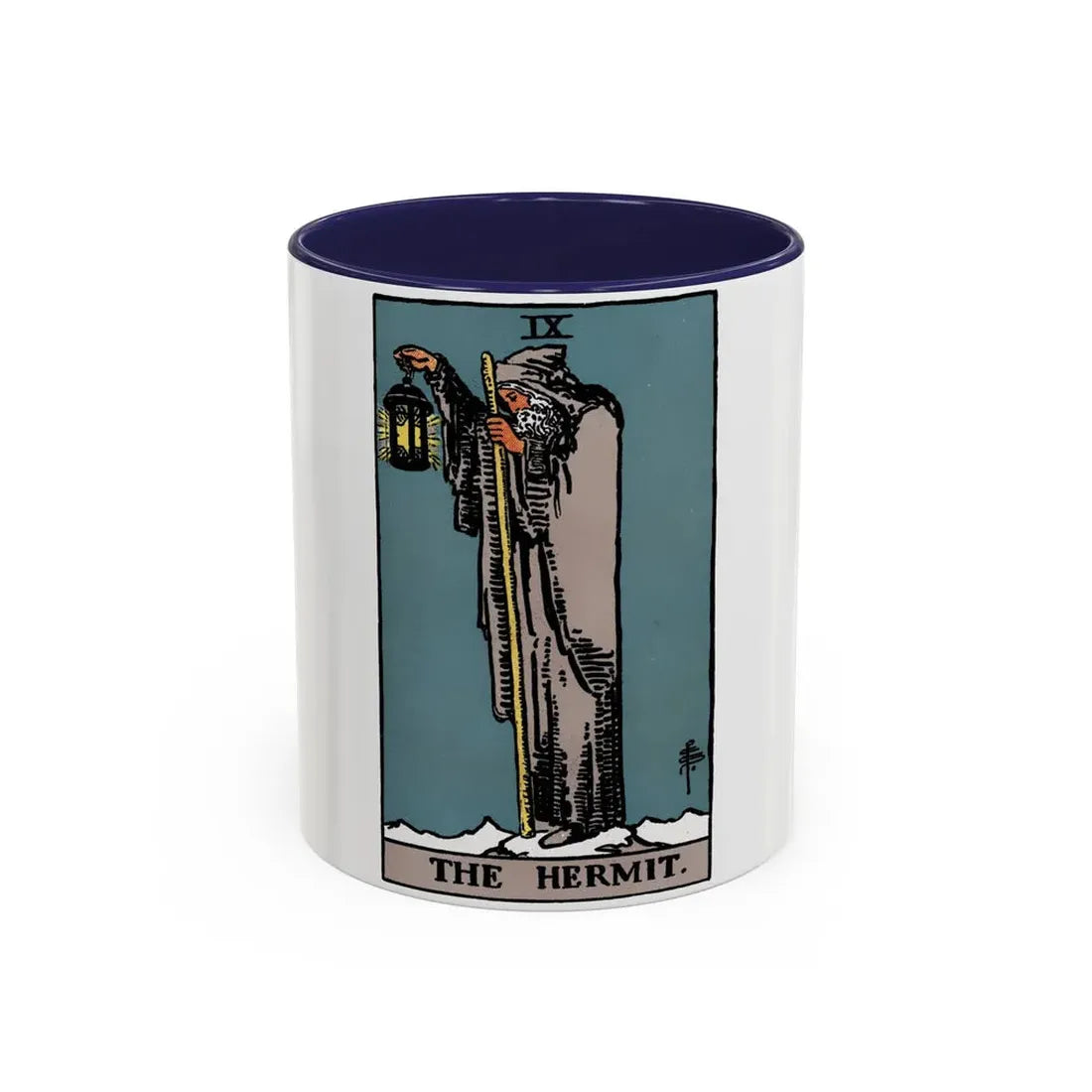 The Hermit (Tarot Card) Accent Coffee Mug 11oz Navy - Go Mug Yourself