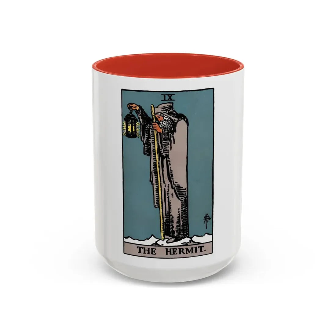 The Hermit (Tarot Card) Accent Coffee Mug 15oz Red - Go Mug Yourself