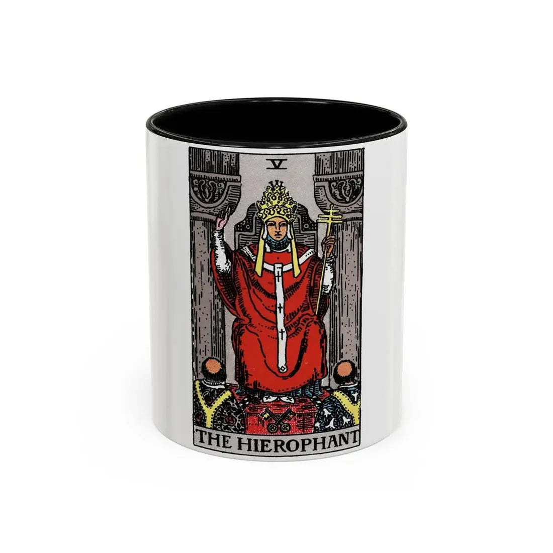 The Hierophant (Tarot Card) Accent Coffee Mug 11oz Black - Go Mug Yourself