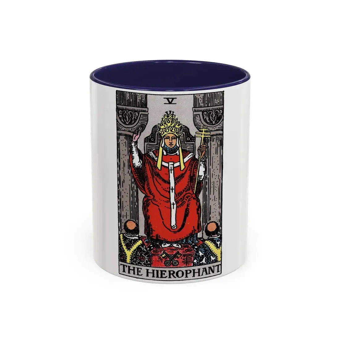 The Hierophant (Tarot Card) Accent Coffee Mug 11oz Navy - Go Mug Yourself
