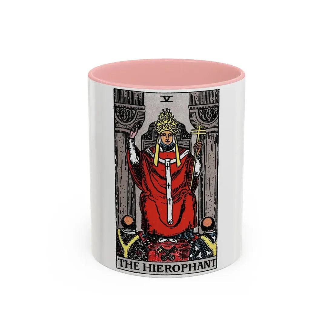 The Hierophant (Tarot Card) Accent Coffee Mug 11oz Pink - Go Mug Yourself