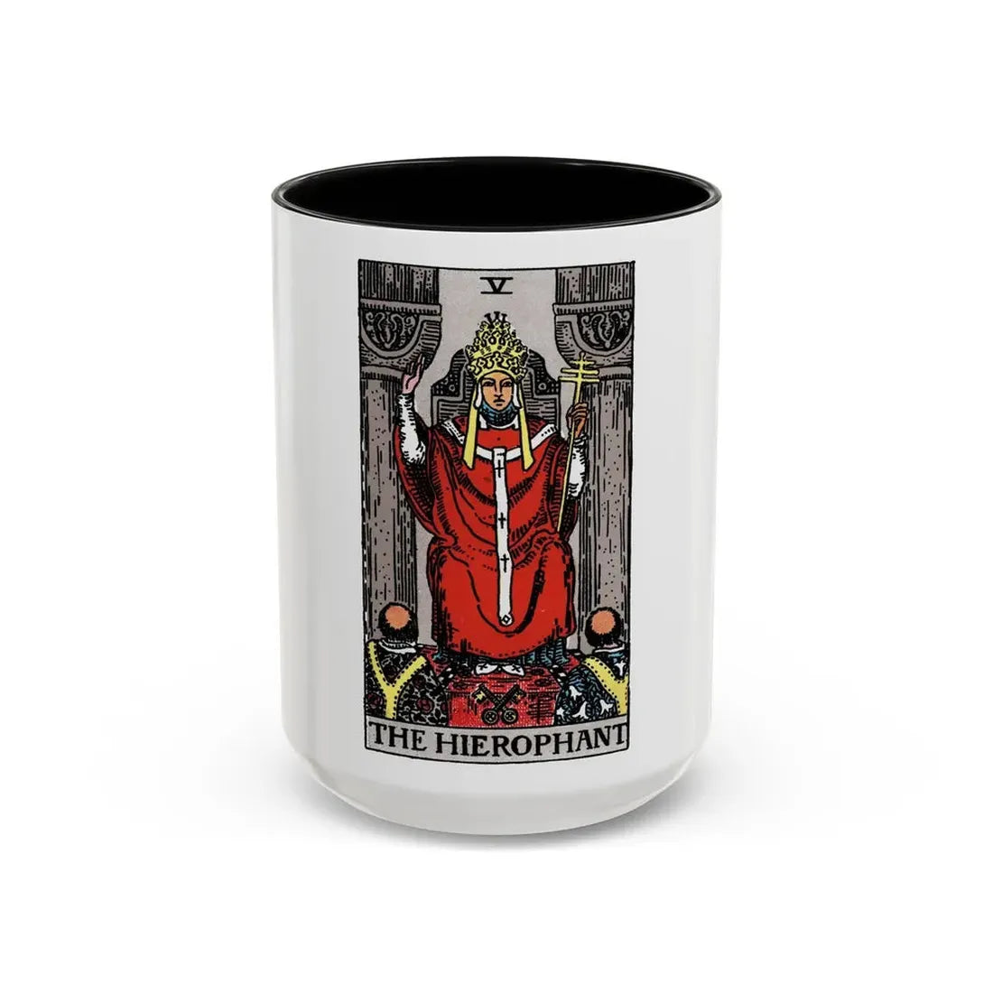 The Hierophant (Tarot Card) Accent Coffee Mug 15oz Black - Go Mug Yourself