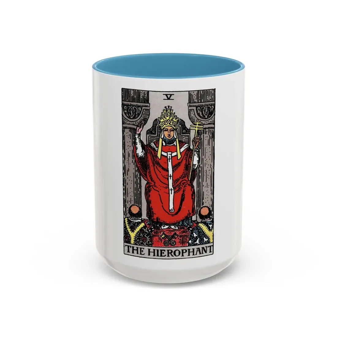 The Hierophant (Tarot Card) Accent Coffee Mug 15oz Light Blue - Go Mug Yourself