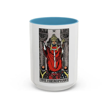 The Hierophant (Tarot Card) Accent Coffee Mug 15oz Light Blue - Go Mug Yourself