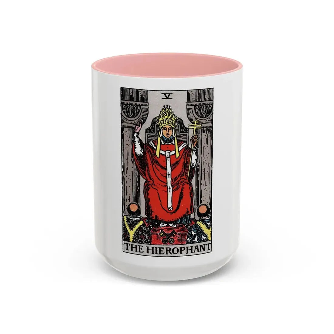The Hierophant (Tarot Card) Accent Coffee Mug 15oz Pink - Go Mug Yourself