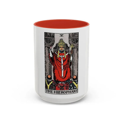 The Hierophant (Tarot Card) Accent Coffee Mug 15oz Red - Go Mug Yourself