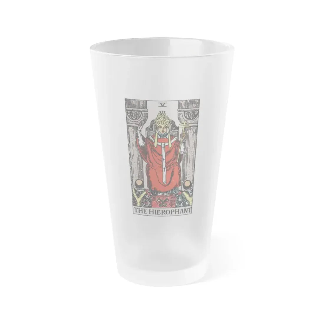 The Hierophant (Tarot Card) Frosted Pint Glass 16oz Default Title - Go Mug Yourself