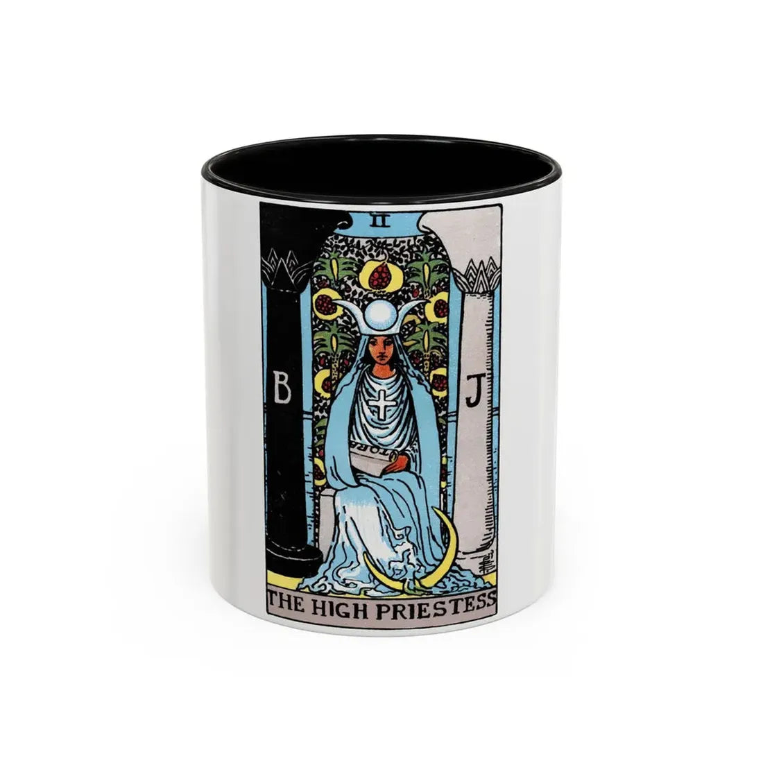 The High Priestess (Tarot Card) Accent Coffee Mug 11oz Black - Go Mug Yourself