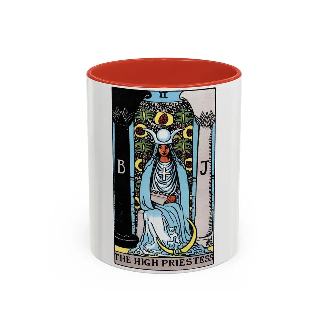 The High Priestess (Tarot Card) Accent Coffee Mug 11oz Red - Go Mug Yourself