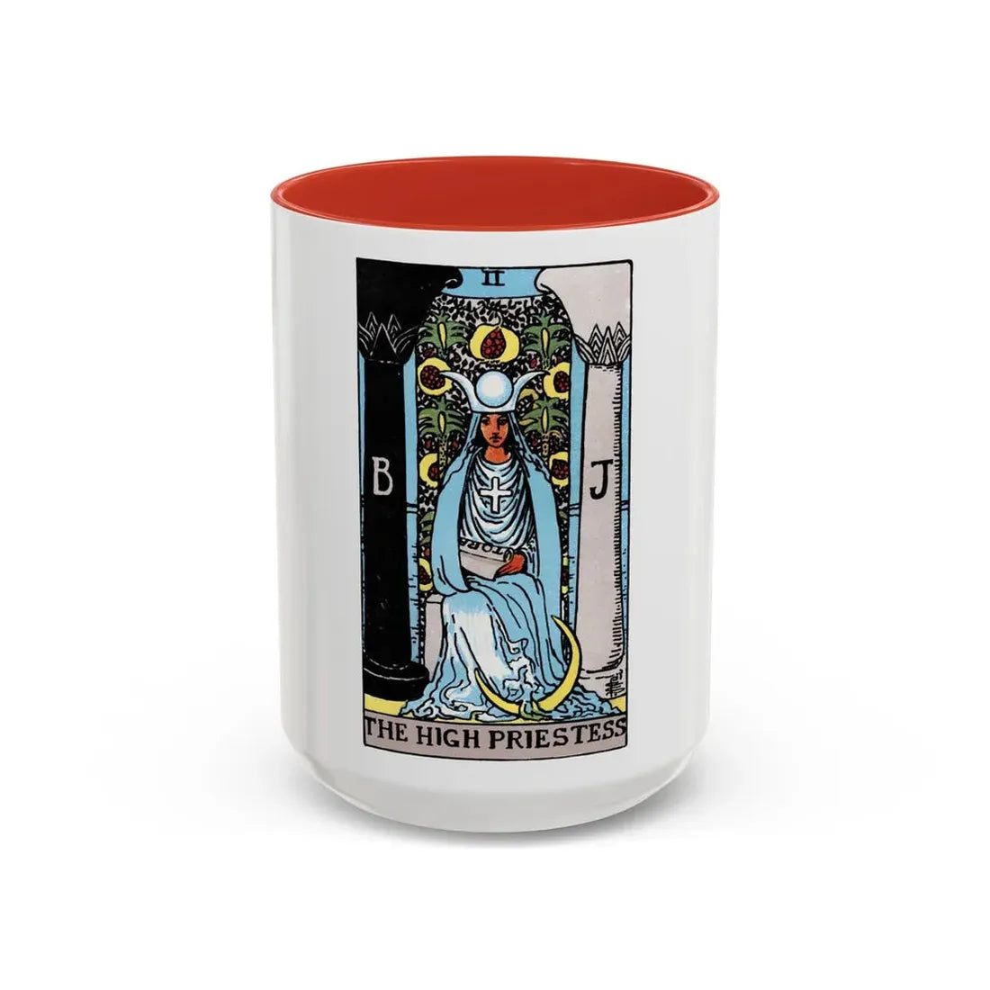 The High Priestess (Tarot Card) Accent Coffee Mug 15oz Red - Go Mug Yourself