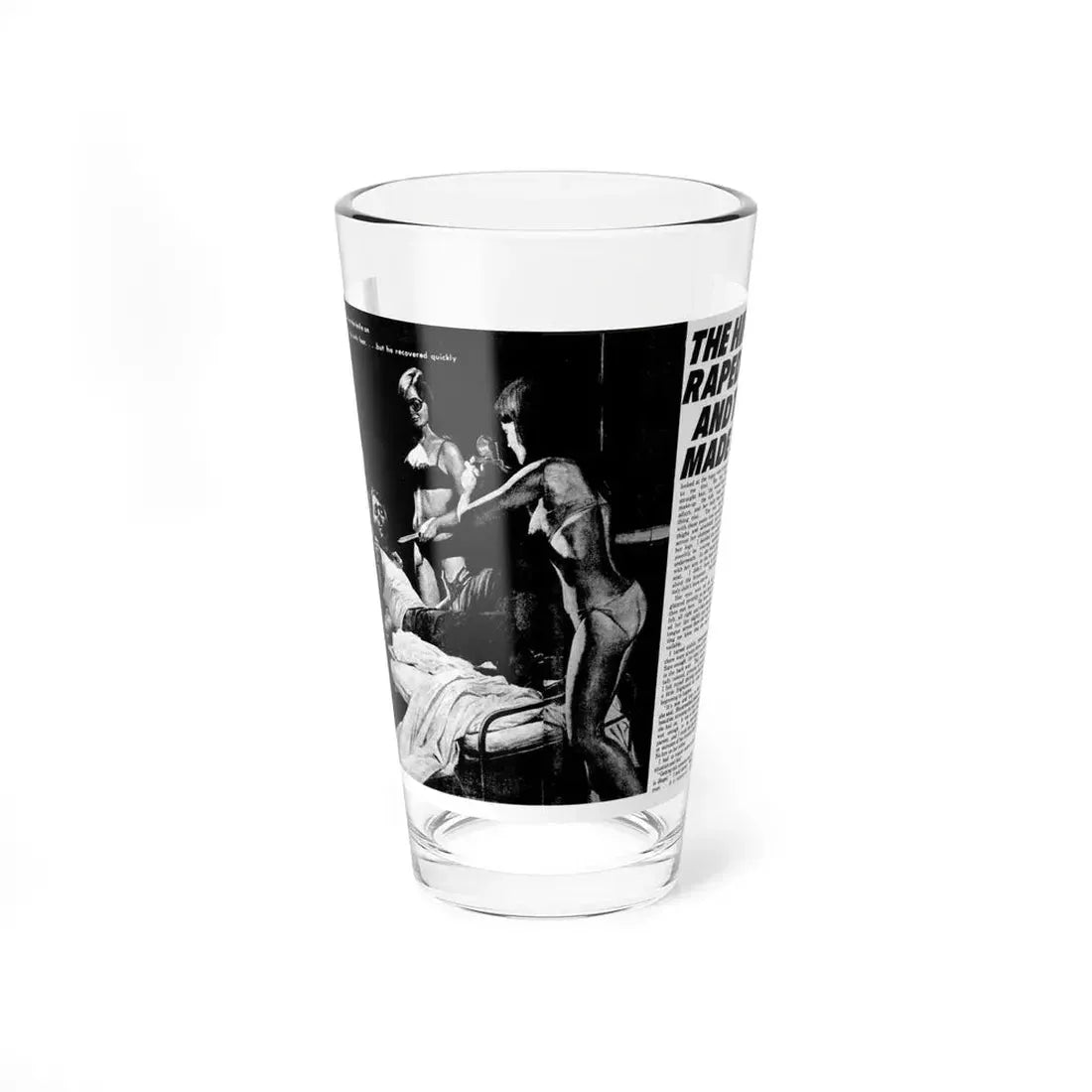 The Hippies Raped Me And Then Made Me Pay, Man's Combat, December 1969 (Magazine Illustration) Pint Glass 16oz 16oz - Go Mug Yourself