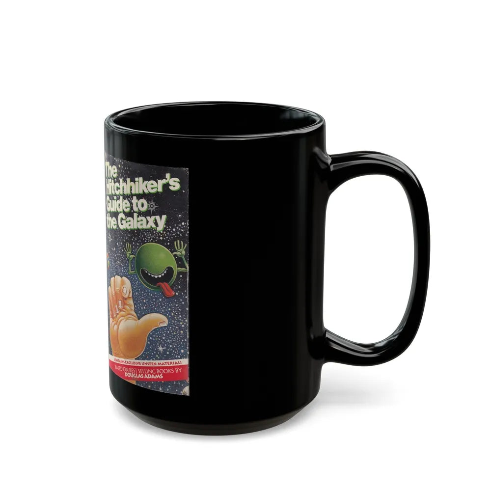 THE HITCHHIKERS GUIDE TO THE GALAXY (VHS COVER) - Black Coffee Mug-Go Mug Yourself