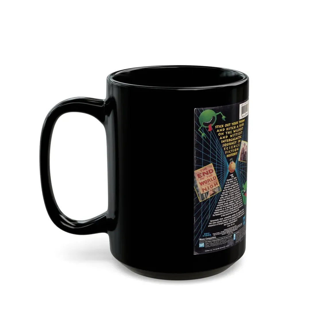 THE HITCHHIKERS GUIDE TO THE GALAXY (VHS COVER) - Black Coffee Mug - Go Mug Yourself