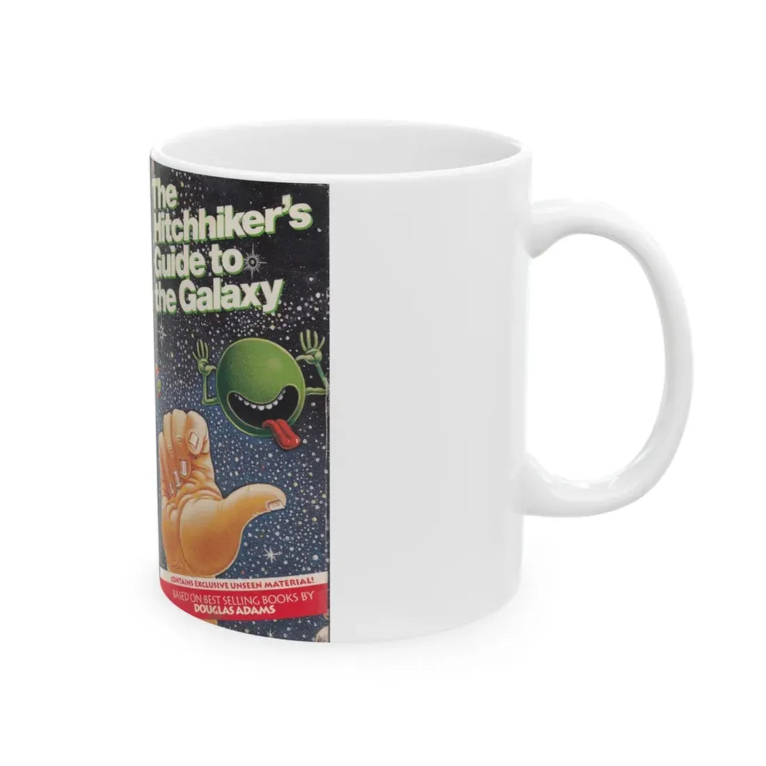 THE HITCHHIKERS GUIDE TO THE GALAXY (VHS COVER) - White Coffee Mug - Go Mug Yourself