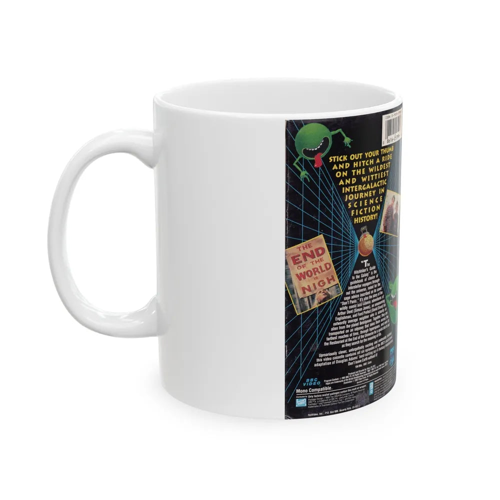 THE HITCHHIKERS GUIDE TO THE GALAXY (VHS COVER) - White Coffee Mug-Go Mug Yourself