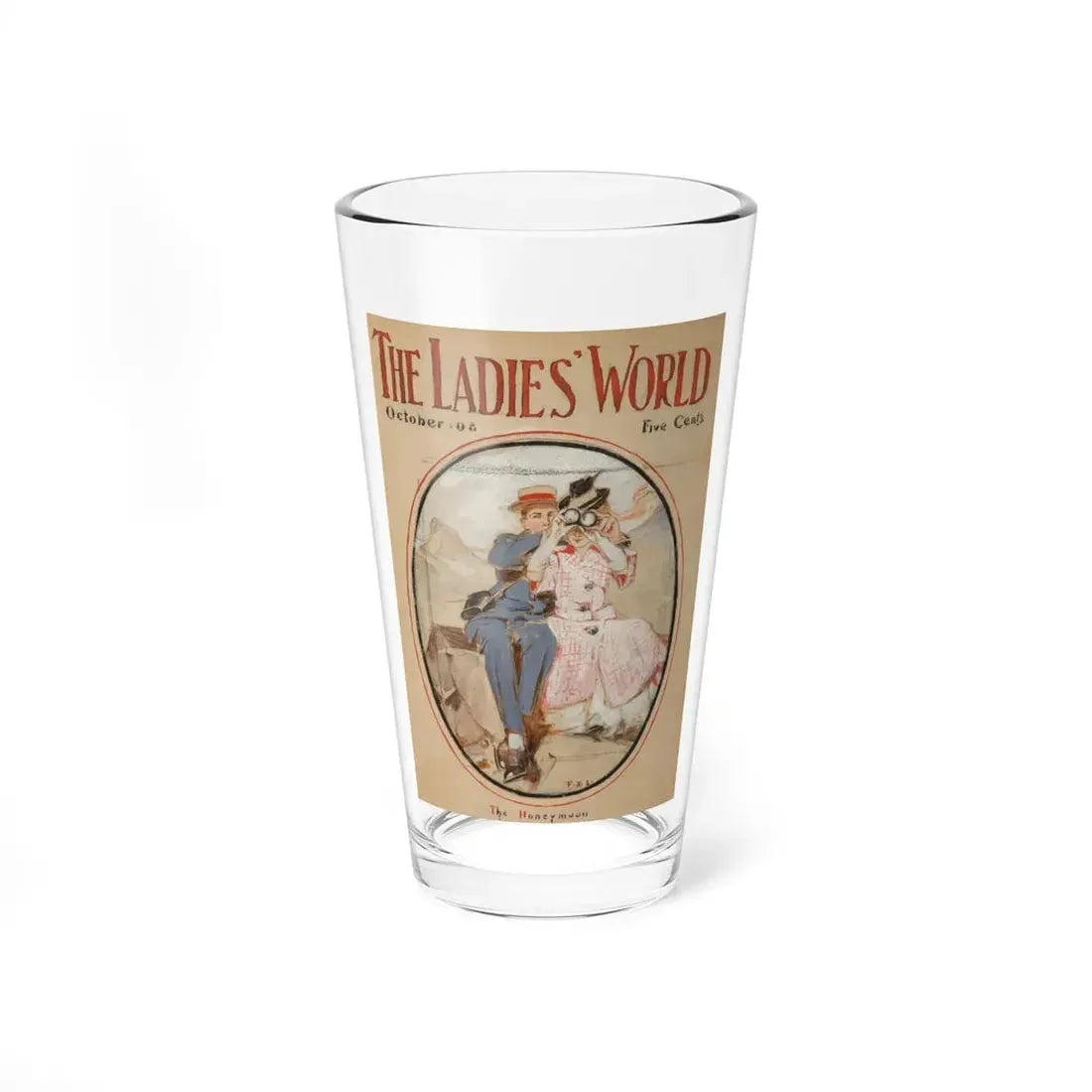 The Honeymoon, The Ladies World magazine cover, October 1908 (Magazine Illustration) Pint Glass 16oz 16oz - Go Mug Yourself