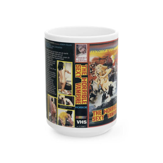 THE HORRIBLE SEXY VAMPIRE (VHS COVER) - White Coffee Mug-15oz-Go Mug Yourself