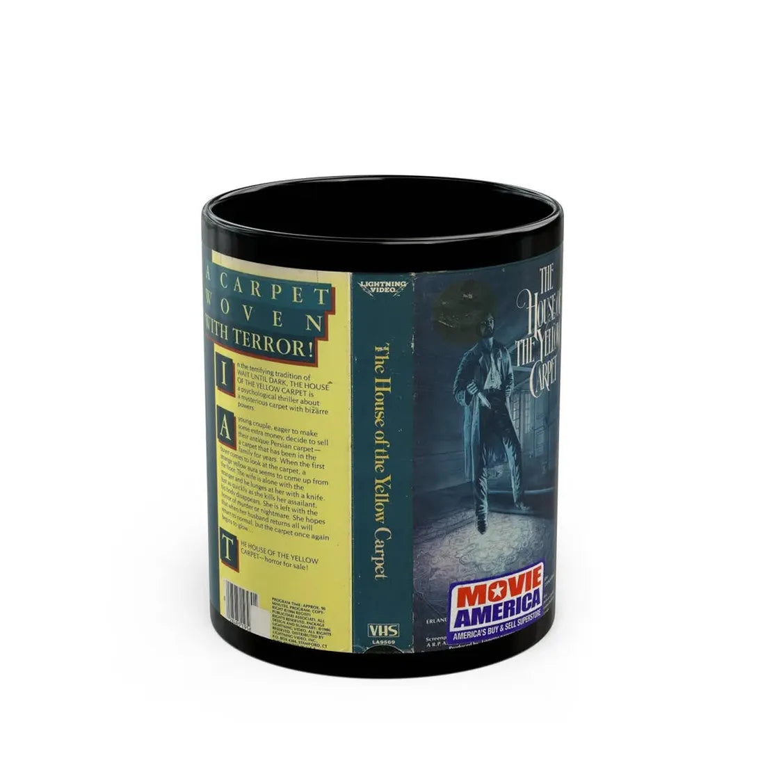 THE HOUSE OF THE YELLOW CARPET LIGHTNING VIDEO (VHS COVER) - Black Coffee Mug 11oz - Go Mug Yourself