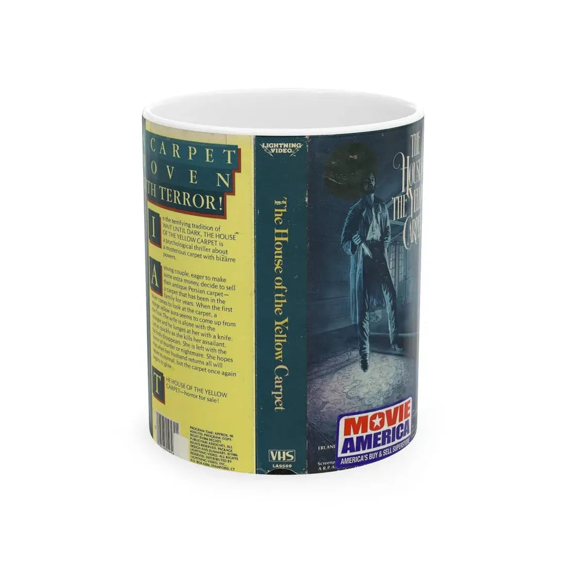 THE HOUSE OF THE YELLOW CARPET LIGHTNING VIDEO (VHS COVER) - White Coffee Mug 11oz - Go Mug Yourself