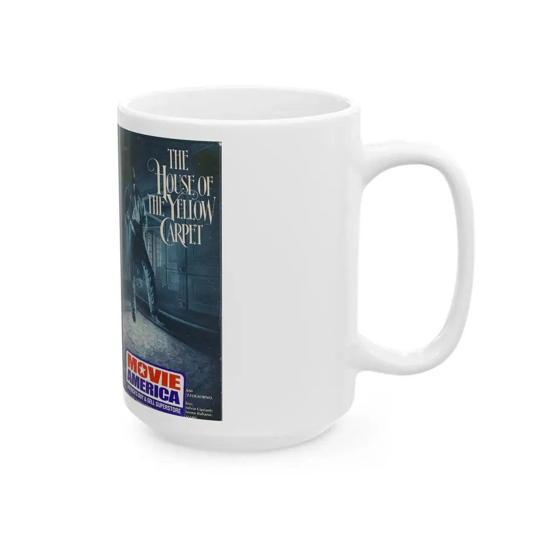 THE HOUSE OF THE YELLOW CARPET LIGHTNING VIDEO (VHS COVER) - White Coffee Mug - Go Mug Yourself