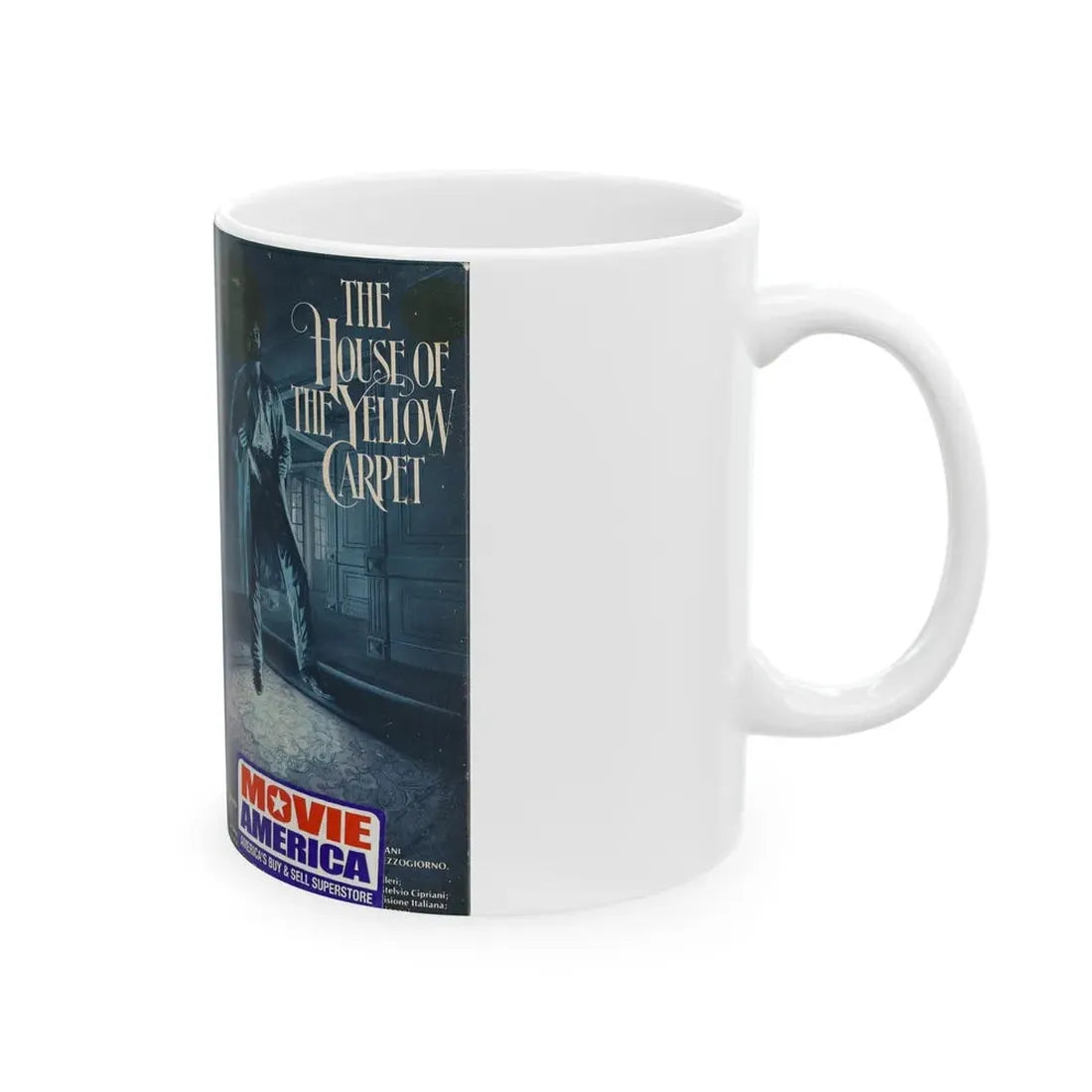 THE HOUSE OF THE YELLOW CARPET LIGHTNING VIDEO (VHS COVER) - White Coffee Mug - Go Mug Yourself