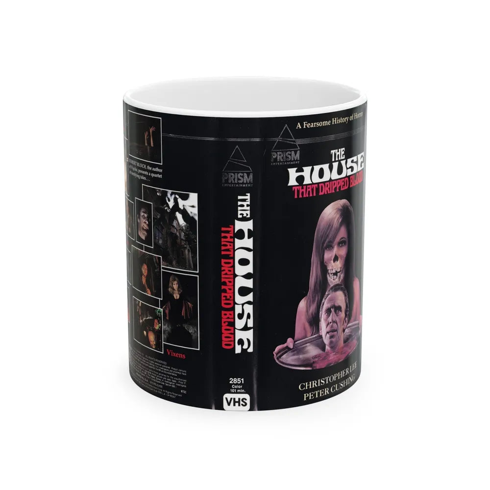 THE HOUSE THAT DRIPPED BLOOD (VHS COVER) - White Coffee Mug-11oz-Go Mug Yourself