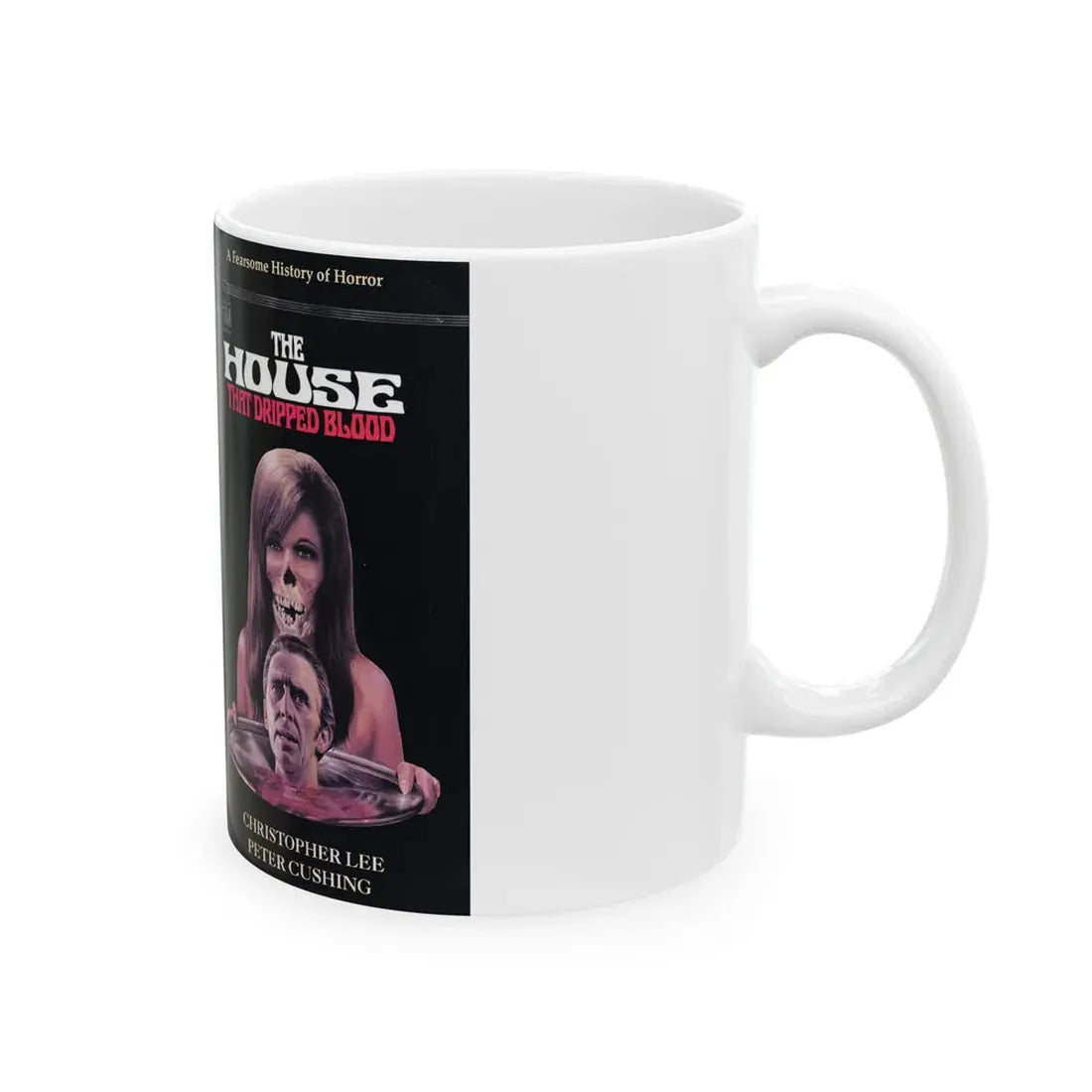 THE HOUSE THAT DRIPPED BLOOD (VHS COVER) - White Coffee Mug - Go Mug Yourself